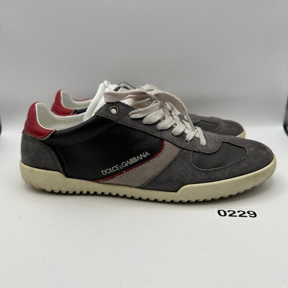 DOLCE GABANA Men's US 9 Leather Sneaker Gray/White CS1123-7 - Picture 3 of 8